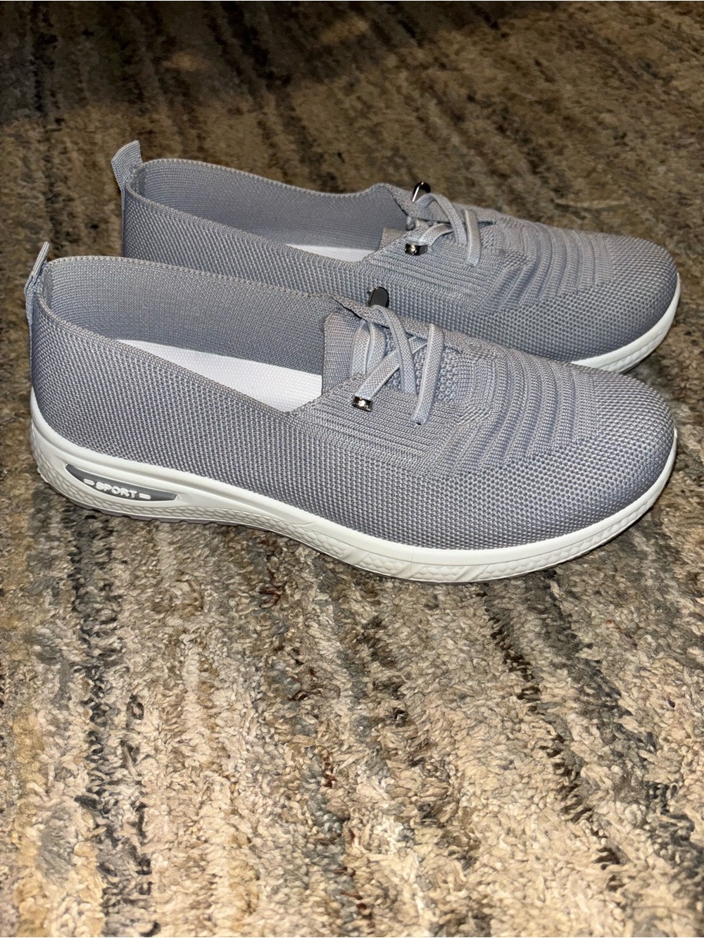 Comfort Knit Slip-On Sneakers - Light Gray